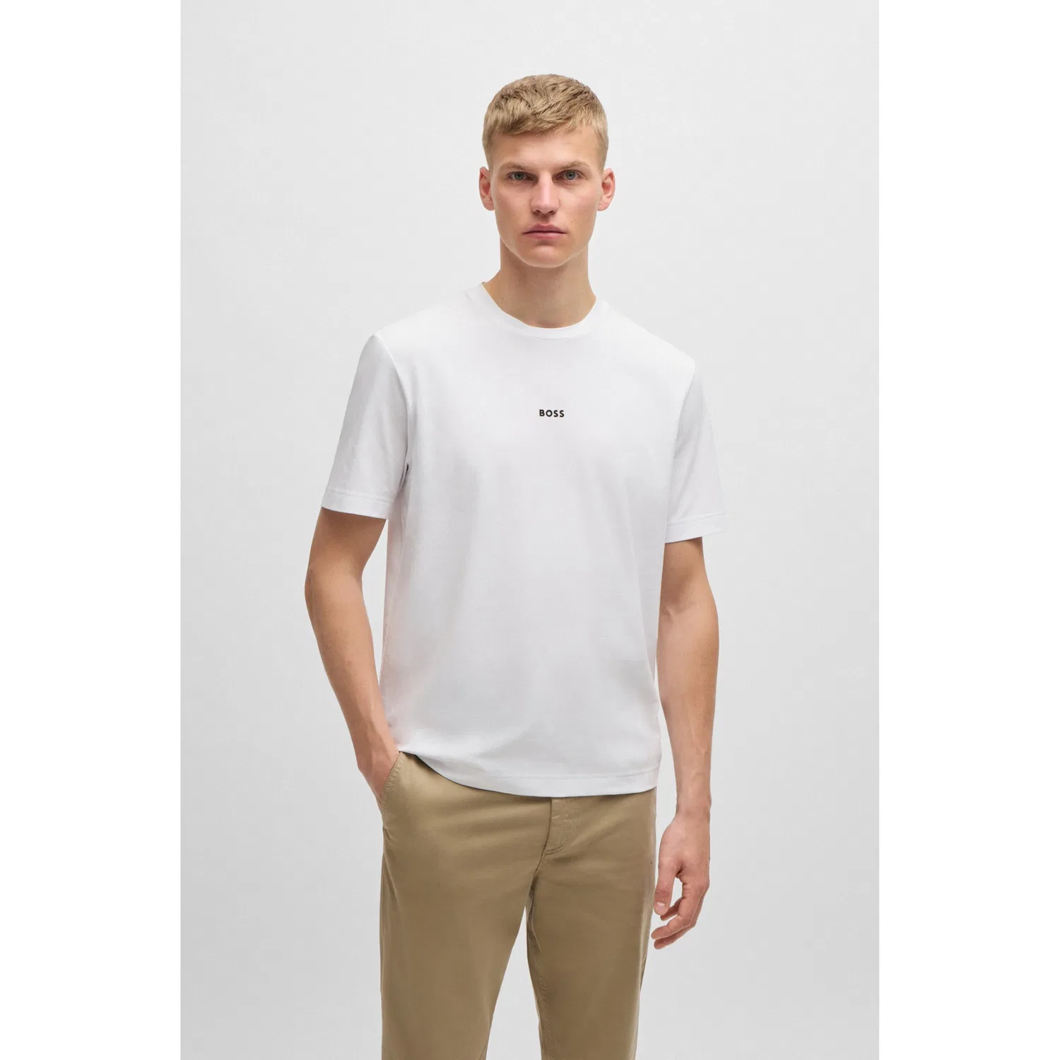 Детская хлопковая футболка с круглым вырезом BOSS ORANGE, White — фото 3