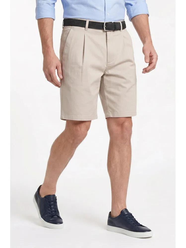 Шорты хлопковые Relaxed Fit BOSS, Beige