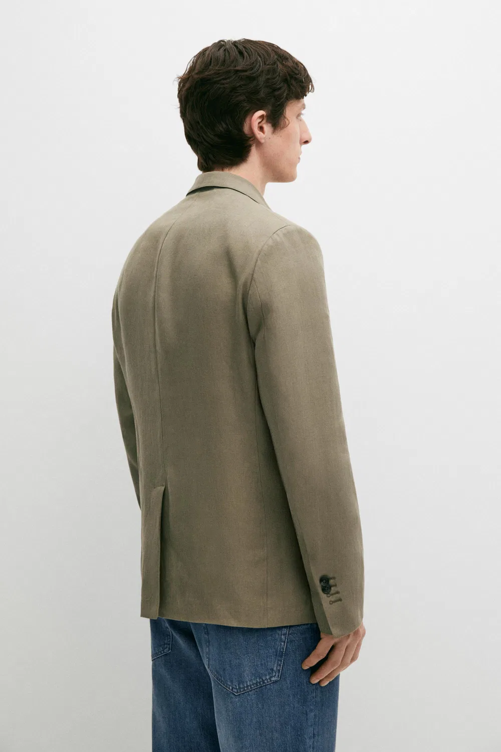 Блейзер из 100% льна Massimo Dutti, Greenish — фото 3