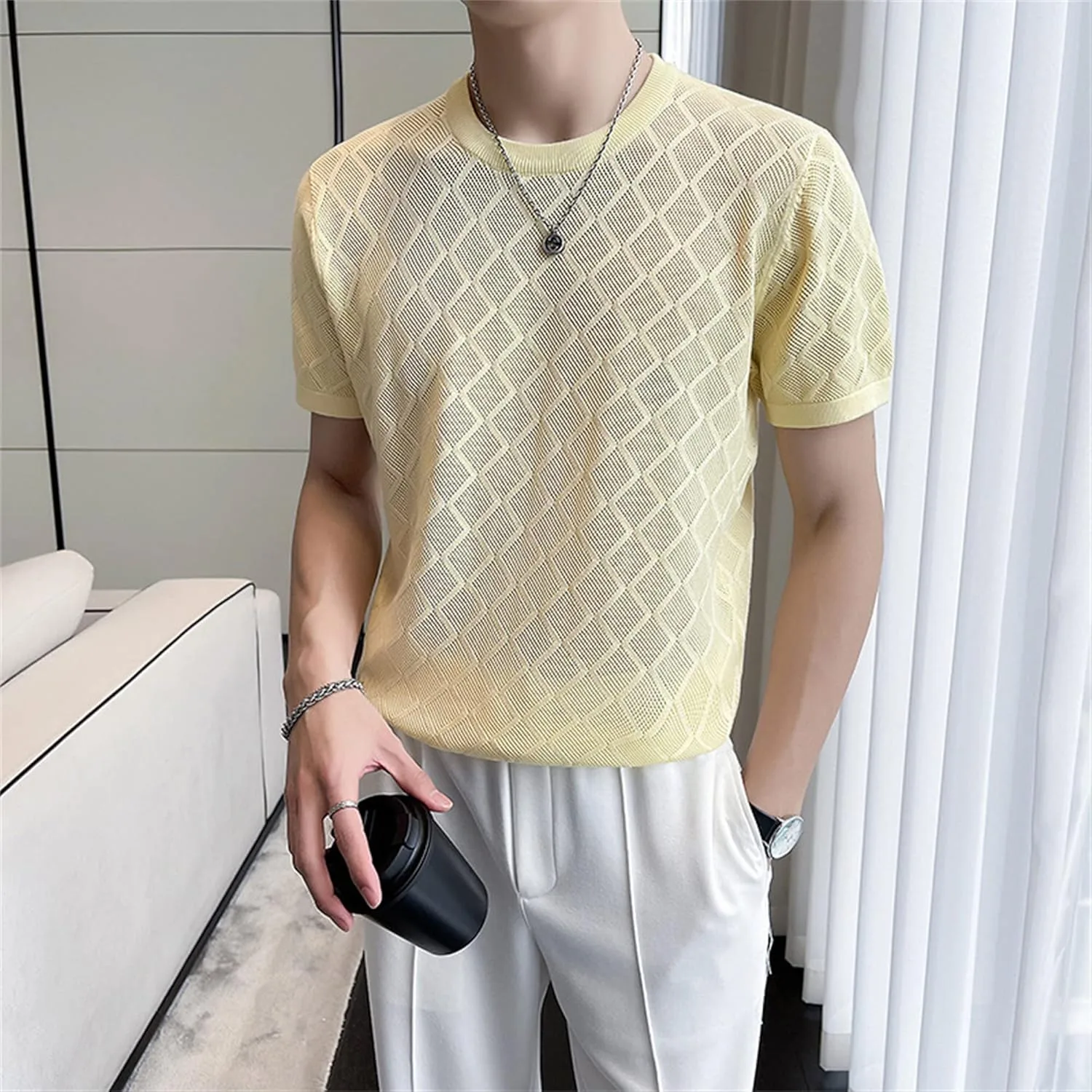 Мужская футболка Slim Tees с вырезом-поло — фото 2