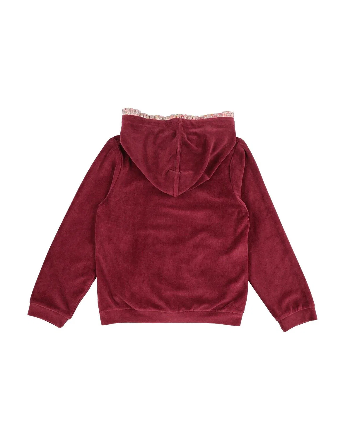 Детское худи для девочек с принтом из футера Pesciolino Rosso Beachwear, бордовый — фото 2