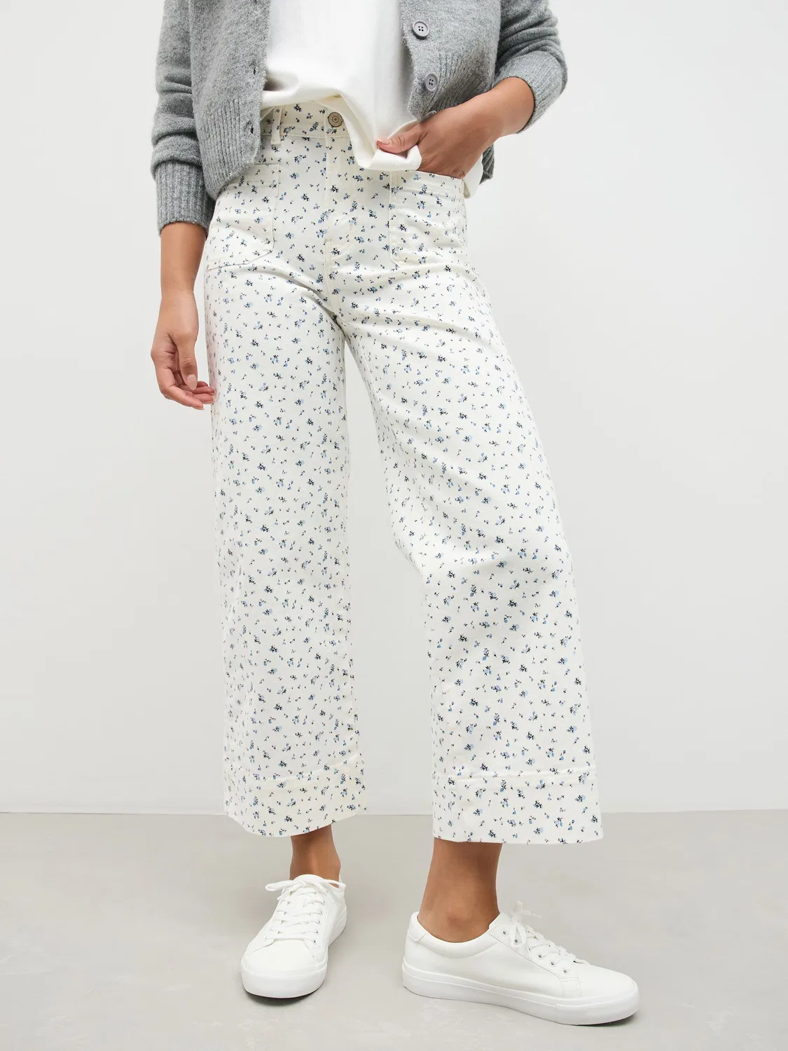 Джинсы укороченные с принтом, модель Ditsy Print Next, цвет Ecru Ditsy Print — фото 2