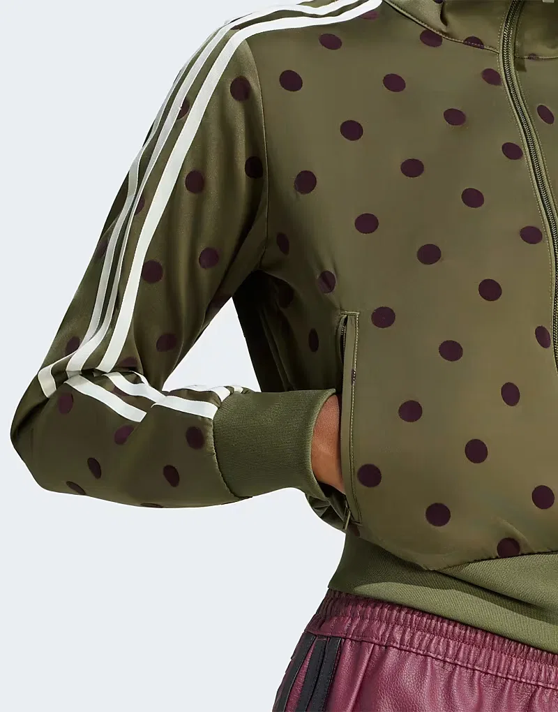 Спортивная куртка Adidas Originals Satin polka dots tt в оливковом цвете — фото 4