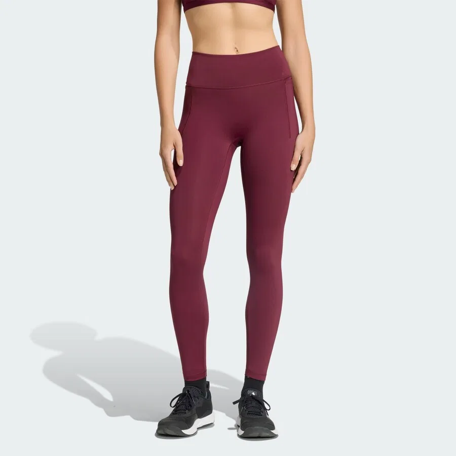 Спортивные брюки-скинни ADIDAS PERFORMANCE 'Optime' винно-красного цвета — фото 2