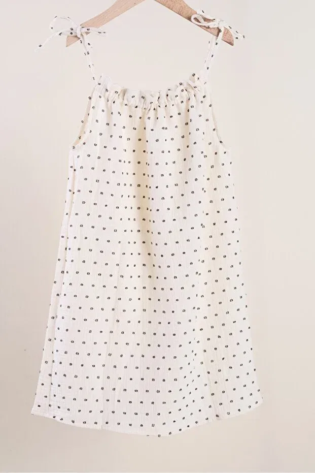 Детское платье для девочек хлопковое Polka dot muslin girl's dress Bondberro, Black Polka Dot — фото 2