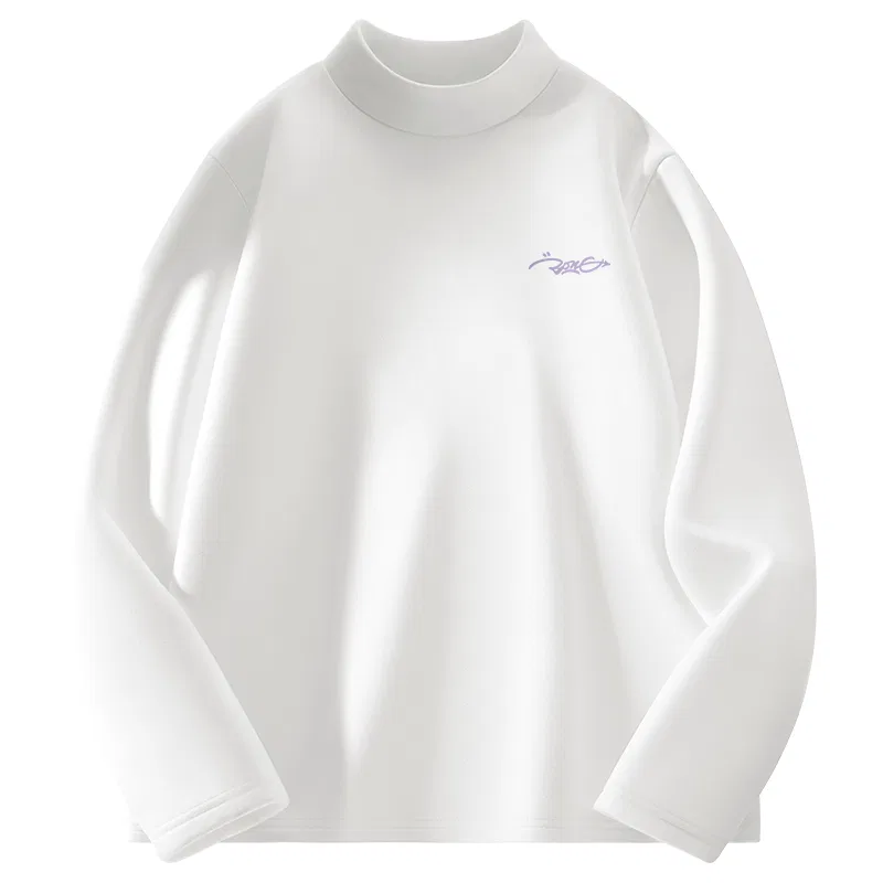 Детское полуводолазка утепленная на флисе прямого кроя MINISO, Thermal Fleece Gray Purple Graffiti Chest Logo — фото 3