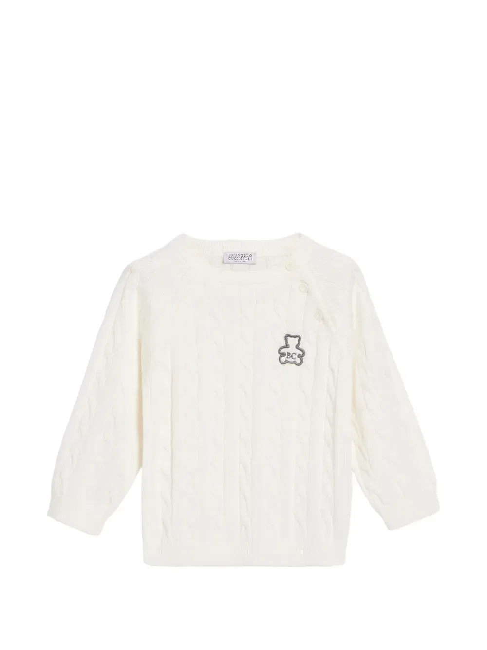Вязаный из косы свитер Берни Brunello Cucinelli Kids, бежевый