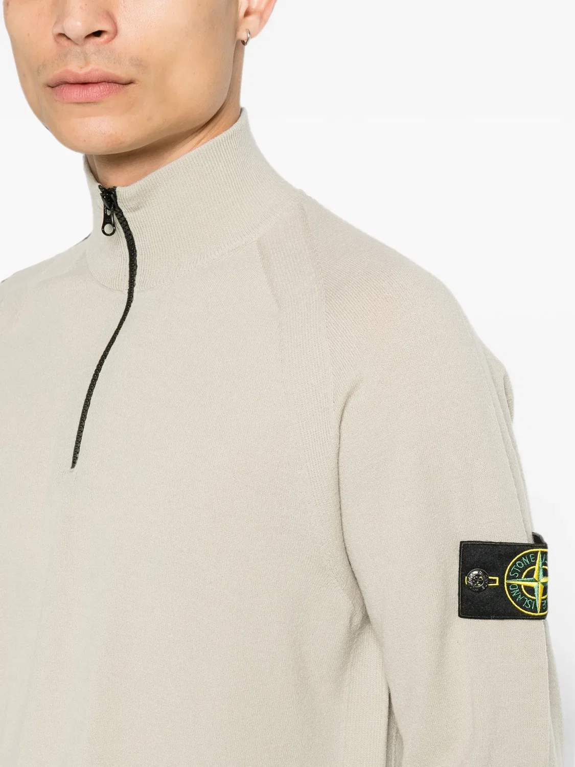 Джемпер с короткой молнией из шерсти Stone Island, нейтральные — фото 2