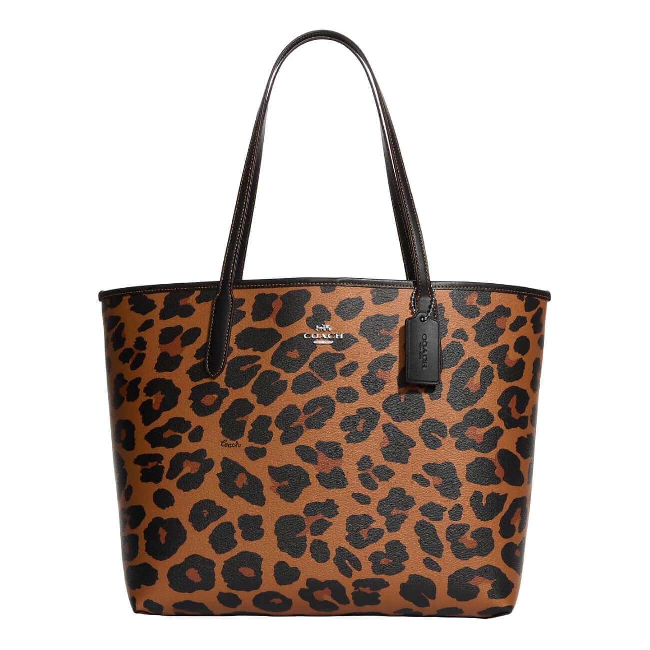 

Сумка Coach Outlet City Tote with Leopard Print and Signature Canvas Interior, коричневый
