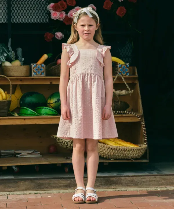Детское платье без рукавов с воланами, Enfant, Marithé, розовый