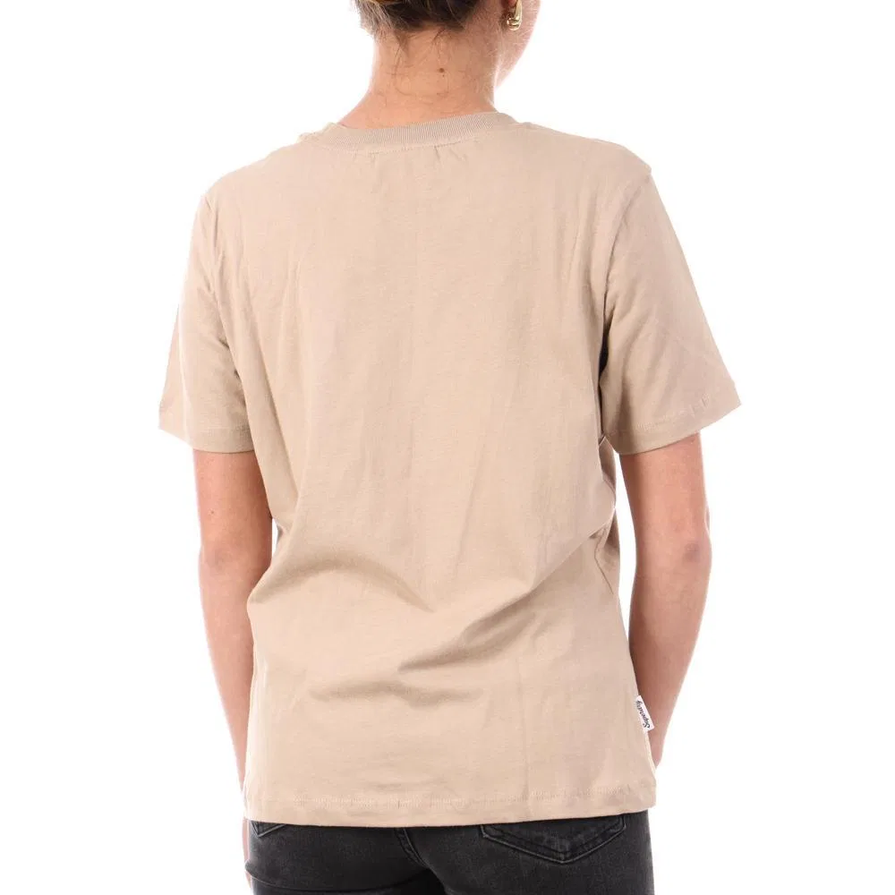 Женская хлопковая футболка Superdry, Beige — фото 3