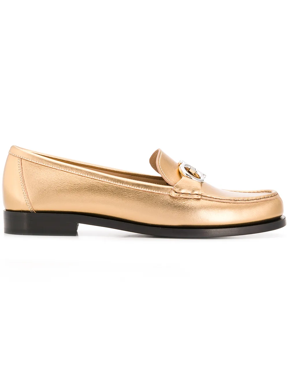 Лоферы с деталью Gancio Ferragamo, золотой