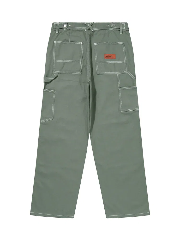 Брюки прямого кроя Double Knee Cotton Workpants SUPERDRY, Khaki — фото 4