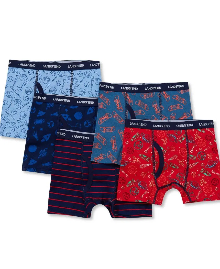 Комплект трусов-боксеров для мальчиков, 5 шт., Blue/Red Multi Lands' End