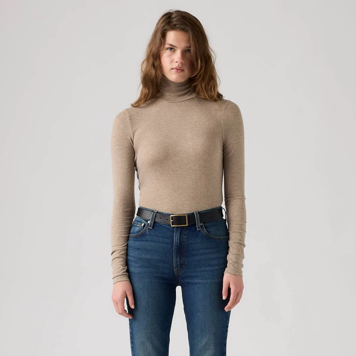 Водолазка с длинными рукавами Mia для многослойного ношения Levi's, Taupe Gray Heather - Brown — фото 3