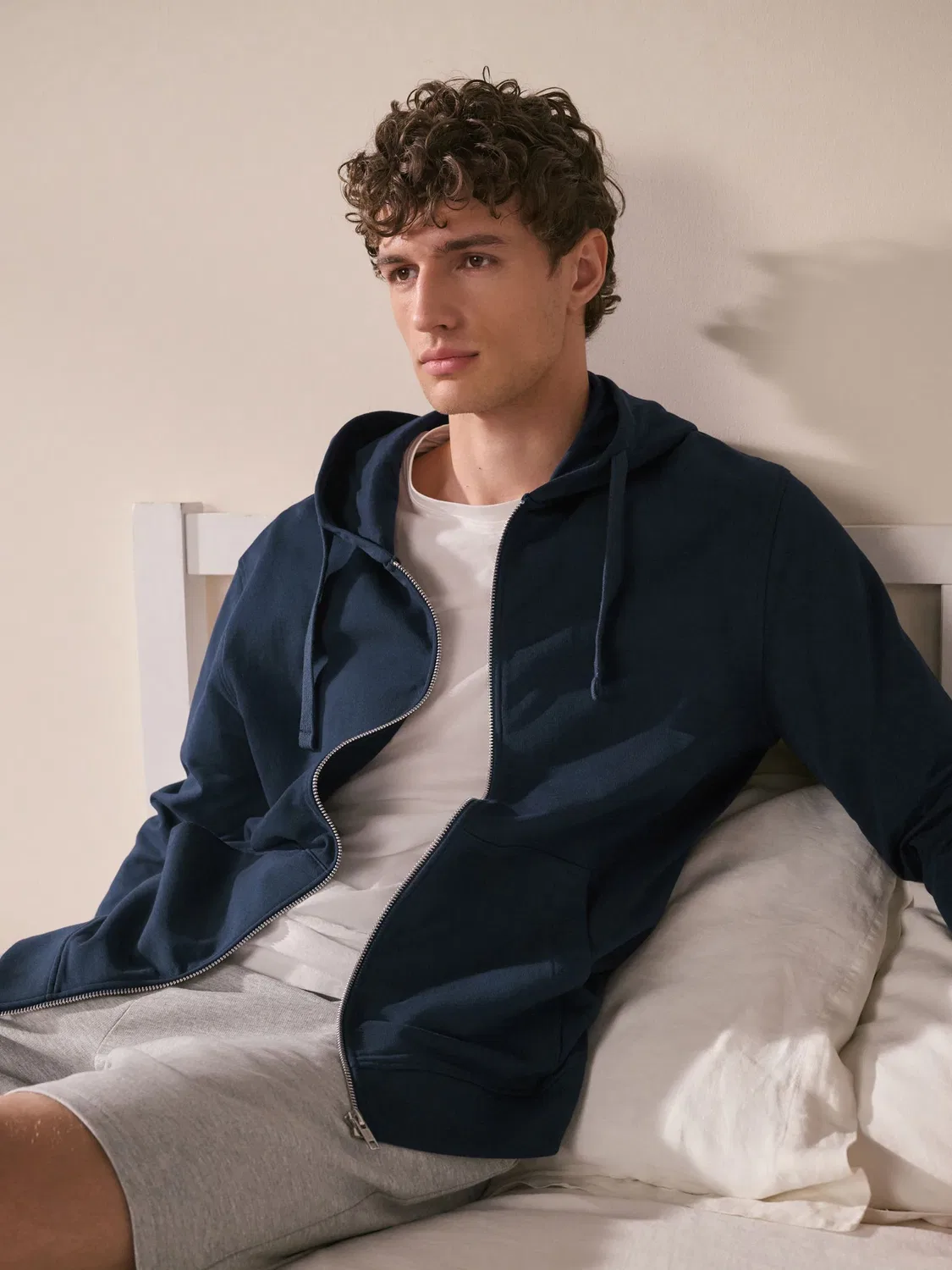 Худи на молнии, легкое, Navy Blue Loopback Zip Up Next, темно-синий — фото 2