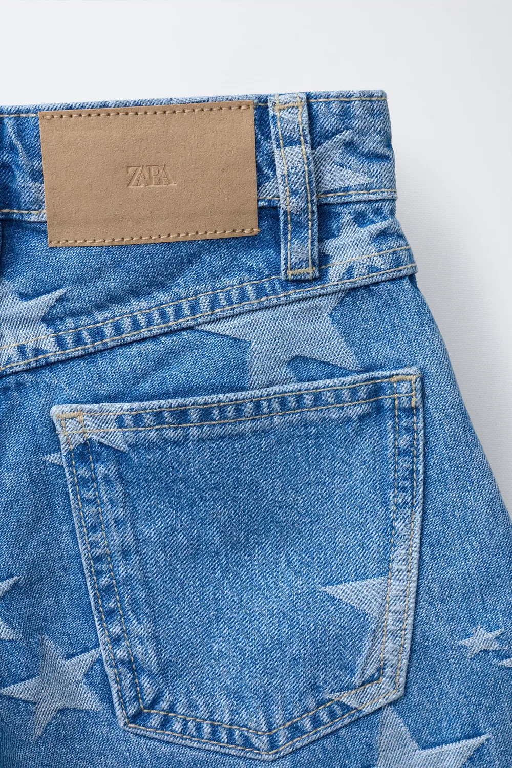 Шорты-бермуды из джинсовой ткани с принтом в виде звезд ZARA, Blue — фото 4