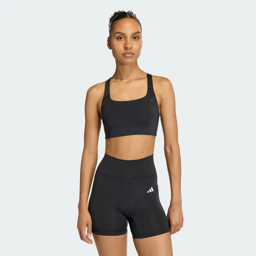 Спортивный бюстгальтер средней поддержки с длинным рукавом Optime Workout adidas, Хаки