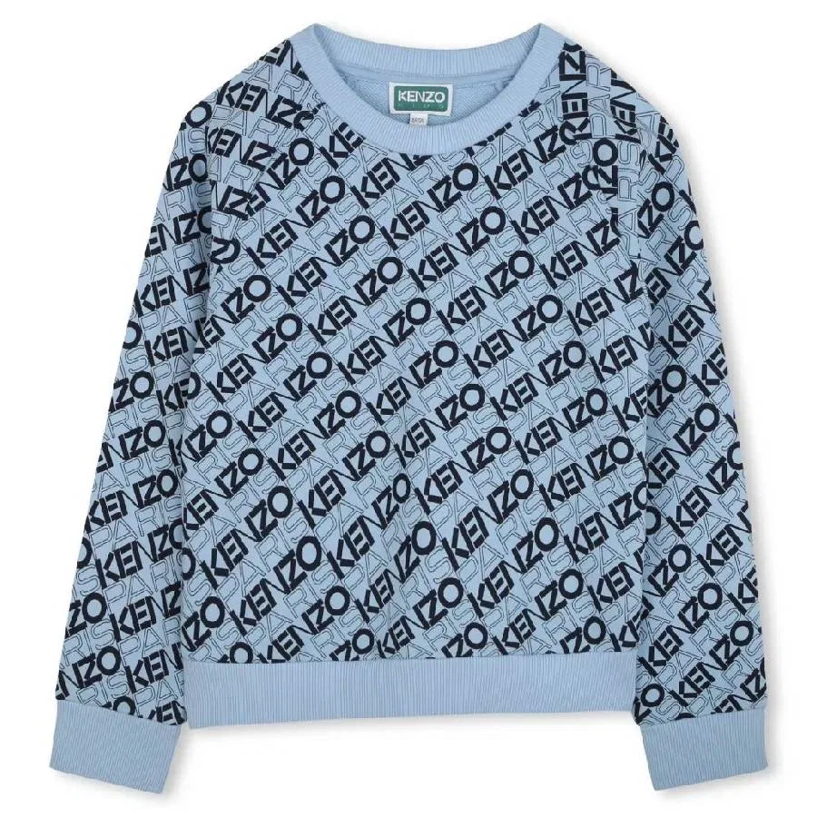 Свитшот с принтом All-Over Logo Boys Kenzo, Pale Blue