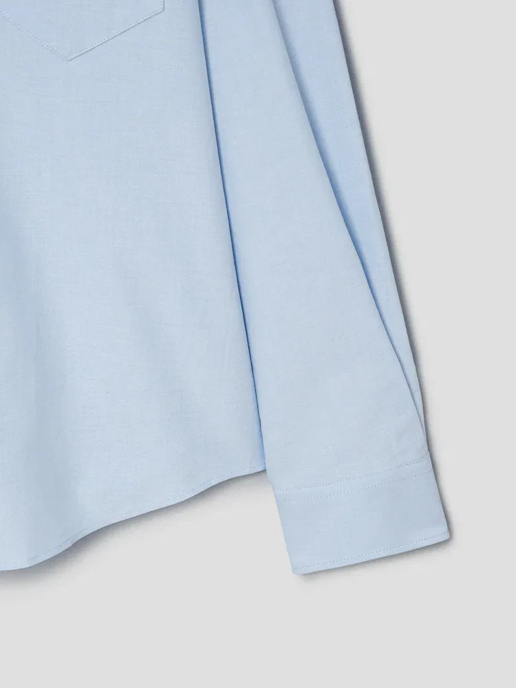 Рубашка с вышивкой Boxy Long Sleeves AMI PARIS, Bleu Ciel — фото 4