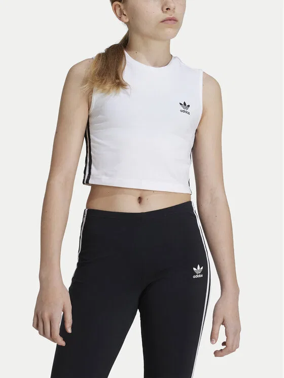 Майка regular fit Trefoil Adidas, белый — фото 4