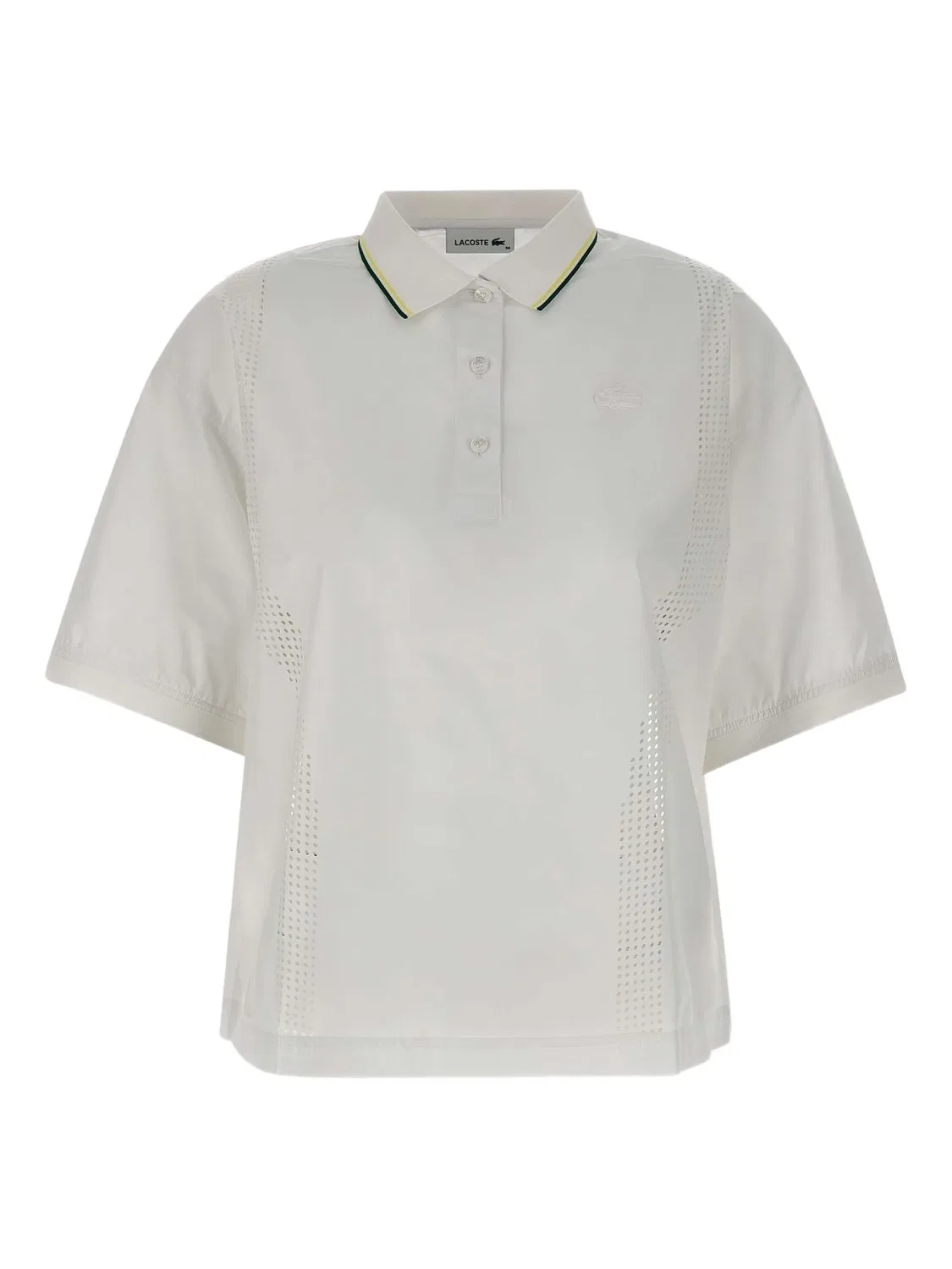 Поло с перфорацией и коротким рукавом Lacoste, белый