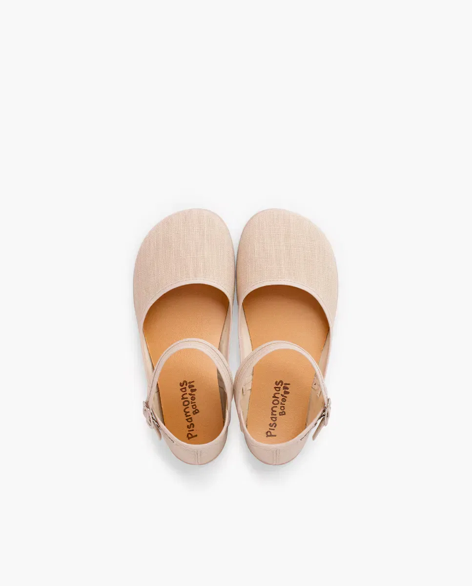 Детские туфли-лодочки barefoot из льна Merceditas Pisamonas, Beige — фото 4