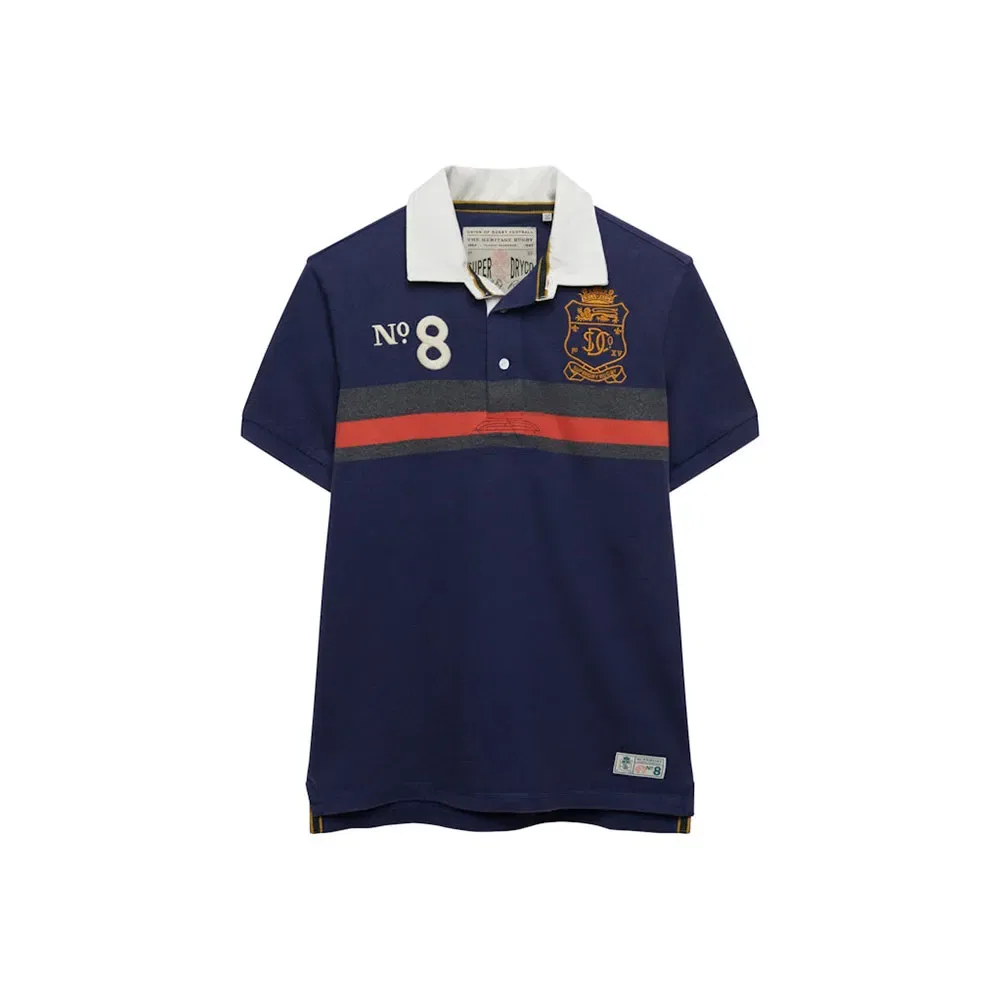 Мужское поло с коротким рукавом Double Emblem Rugby Superdry, Blue — фото 3