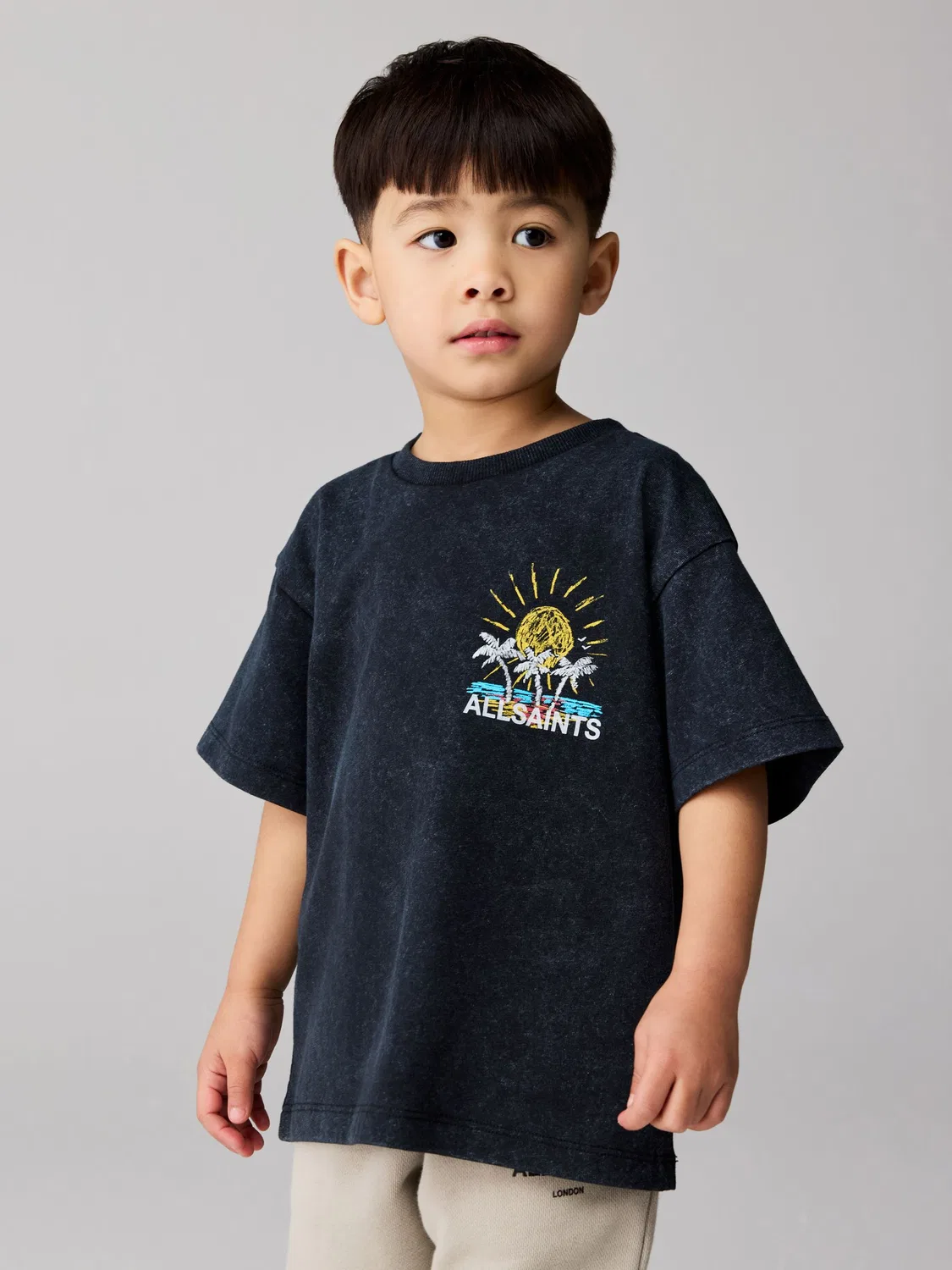 Футболка с графическим принтом Cove Crayon, оверсайз smALLSAINTS, Washed Black/Cove Crayon