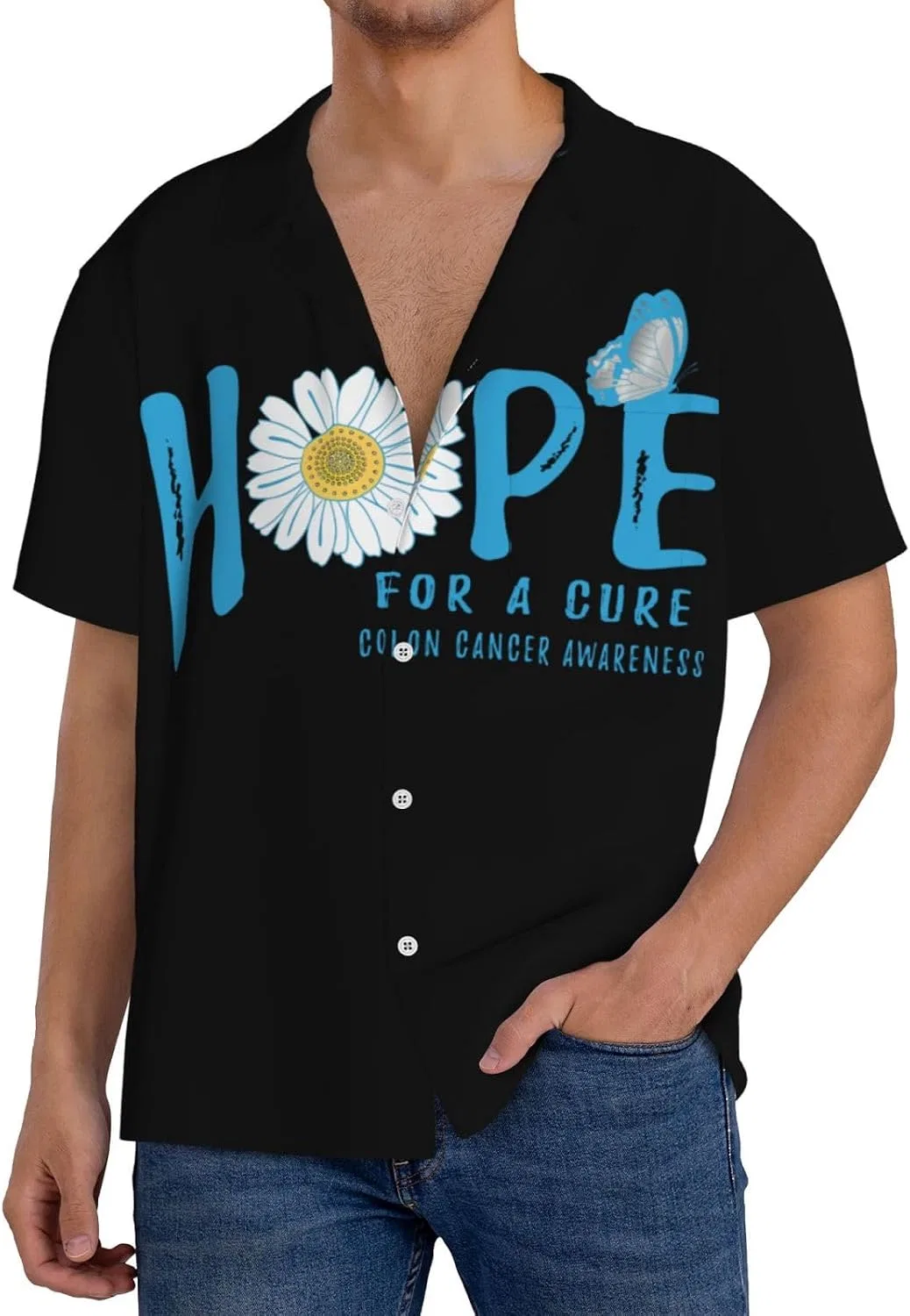 Мужская свободная рубашка с коротким рукавом Hope For A Cure, Black