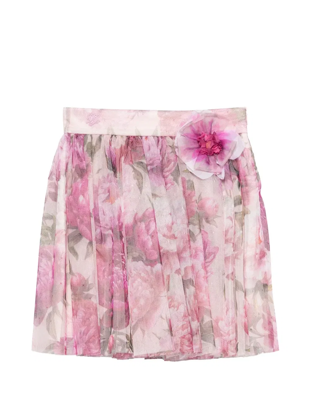 Юбка из сетки с цветочным принтом Dolce & Gabbana Kids, розовый