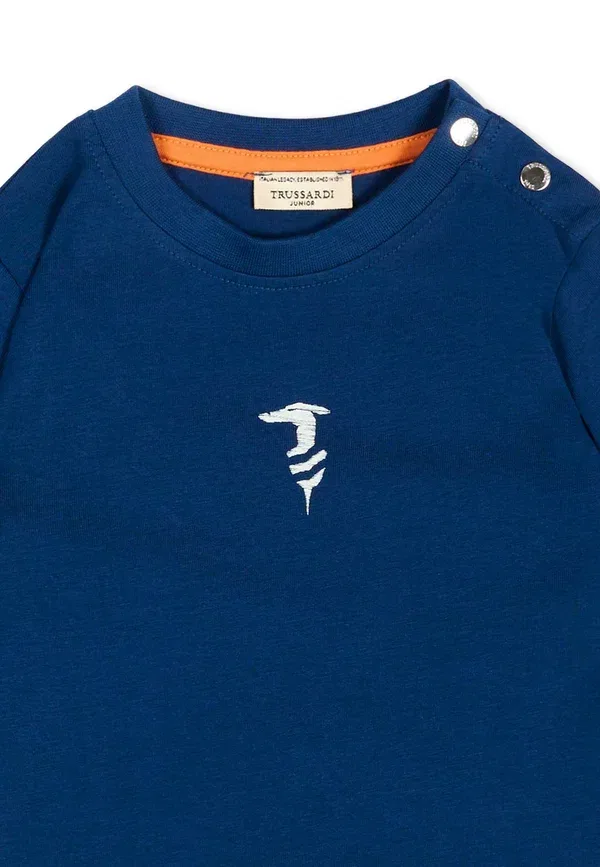 Футболка хлопковая Print T-shirt Tru Trussardi Junior, синий — фото 3