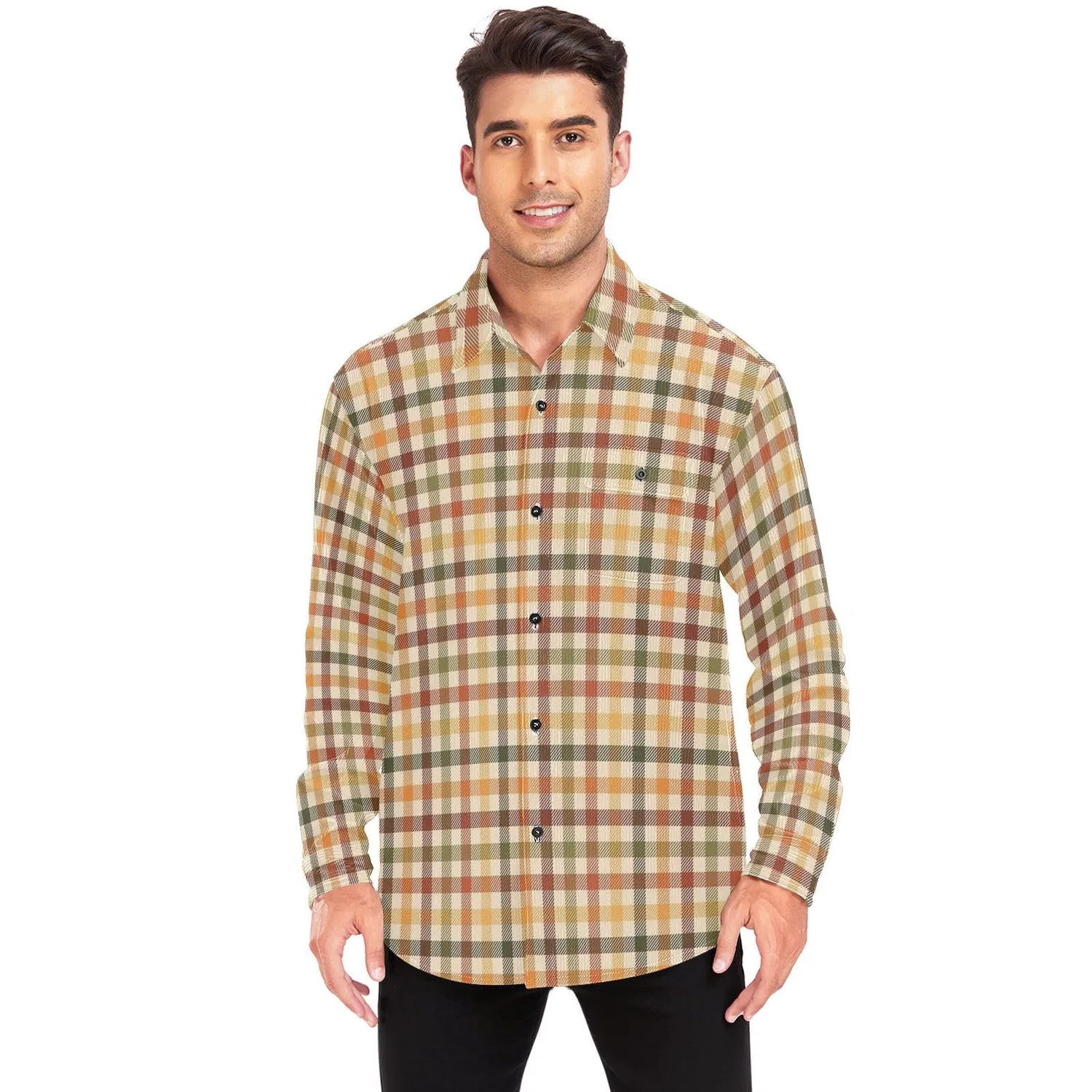 Женская куртка из вельвета в клетку с длинным рукавом, Caldo Plaid Autunno Giallo — фото 2