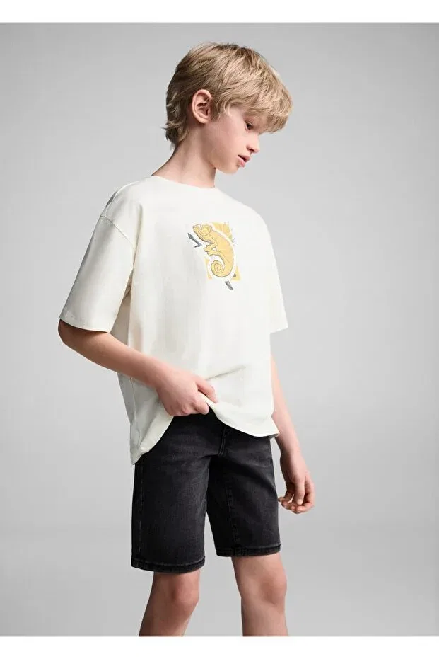 Детские шорты для мальчиков джинсовые Slim fit Mango Kids, Black Denim