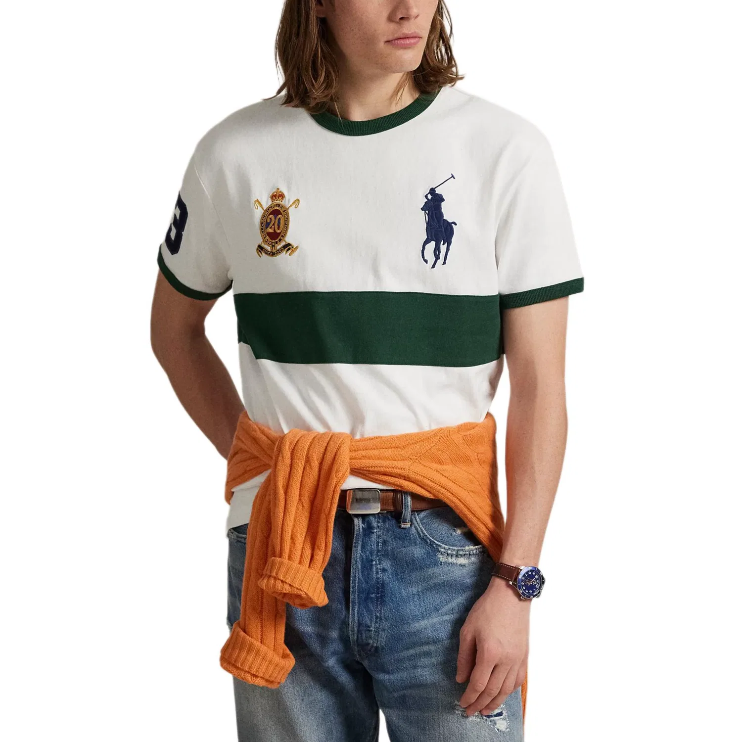 Мужская футболка с принтом Big Pony FW25 Classic Version, Polo Ralph Lauren, White — фото 3