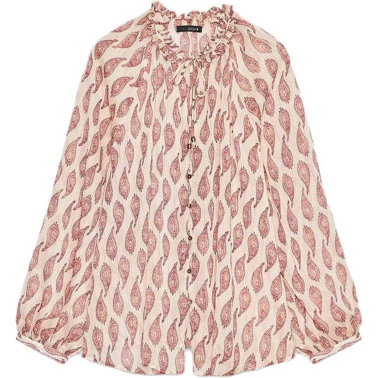 Женская шифоновая блуза с V-образным вырезом Multicolor ZARA, Multicolor