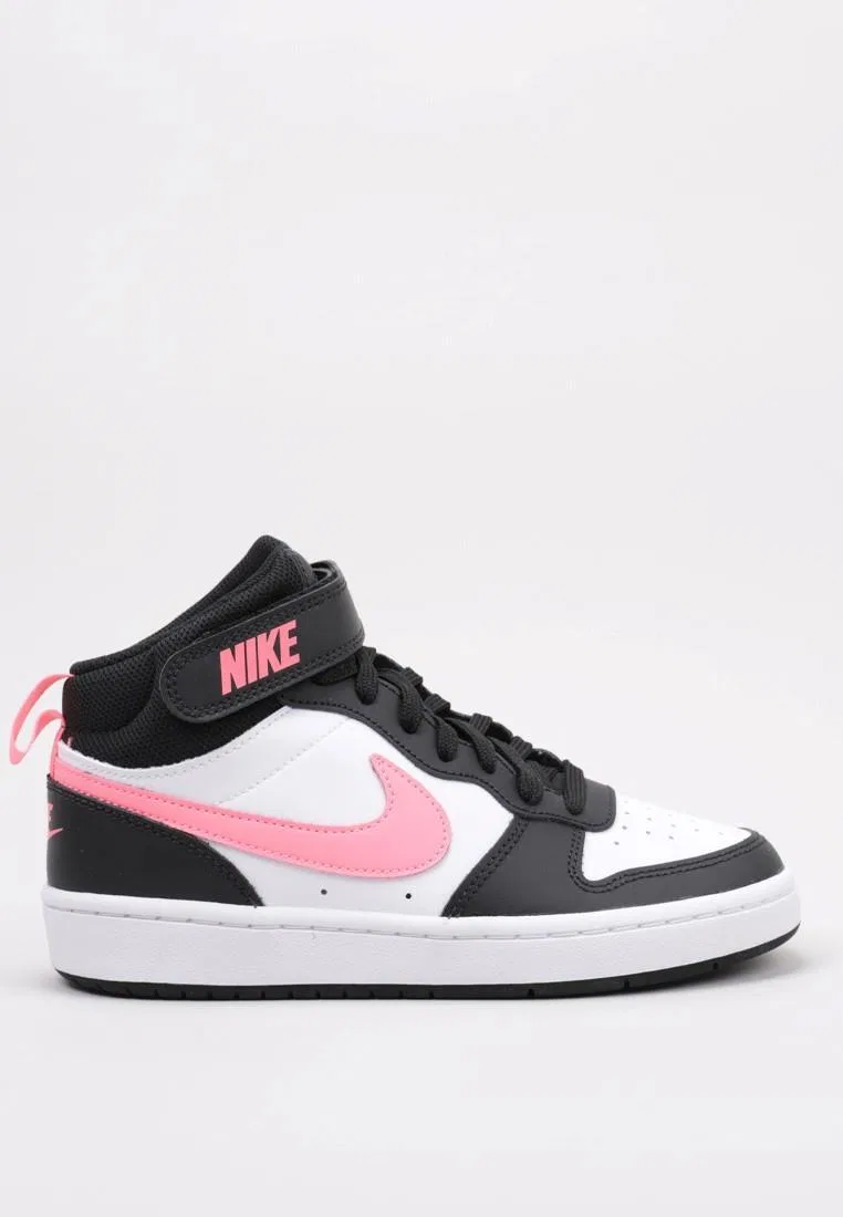 Детские кроссовки с кожаным верхом Court Borough Mid 2 Nike, Rosa Schwarz Weiss