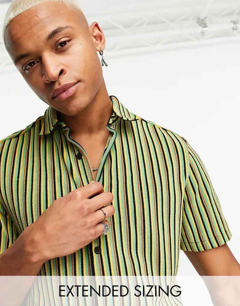 

Махровая рубашка с разноцветными полосками ASOS