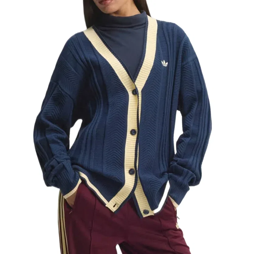 Женская куртка Cable Knit Cardigan Asia SIzing 'Night Indigo' adidas, Night Indigo — фото 3
