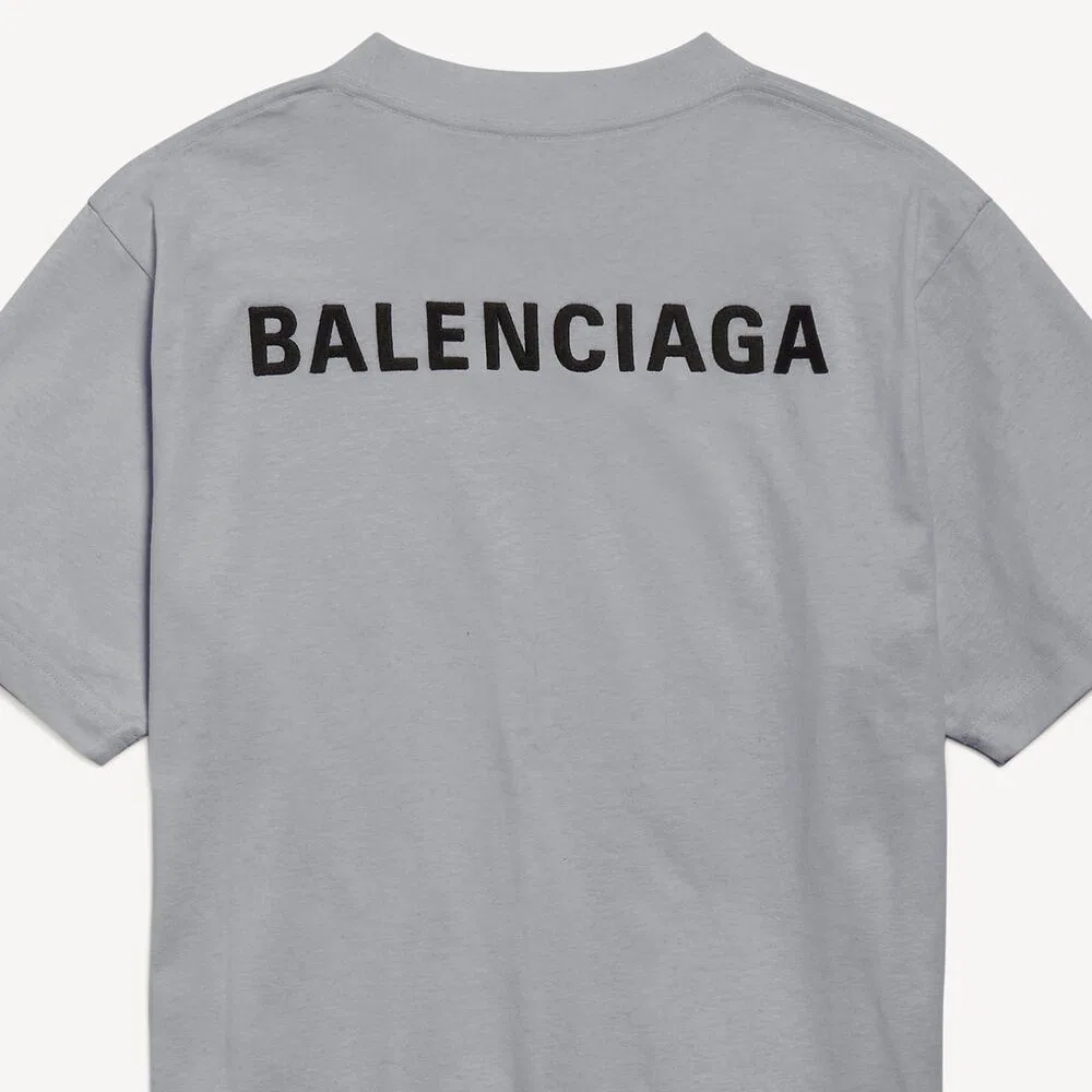 Женская футболка с круглым вырезом прямого кроя Balenciaga, Gray — фото 4