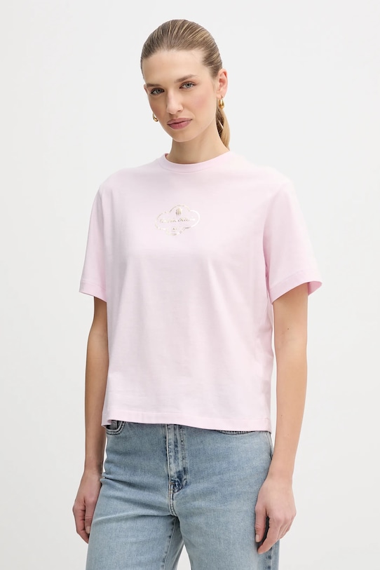 

Хлопковая футболка Calvin Klein Jeans, розовый