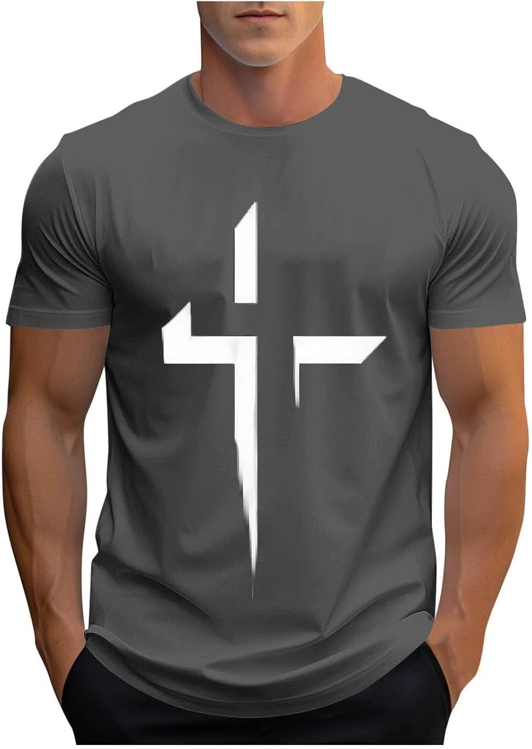 Мужская футболка с принтом Jesus Cross, Dark Gray