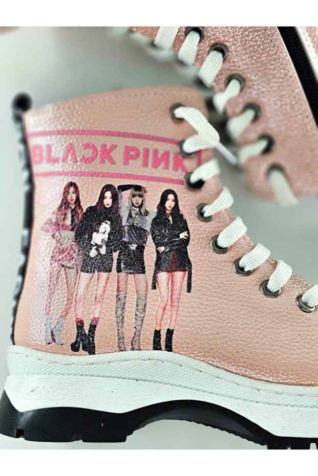 Детские ботинки для девочек с принтом Blackpink Bdkbutik, Pink — фото 3