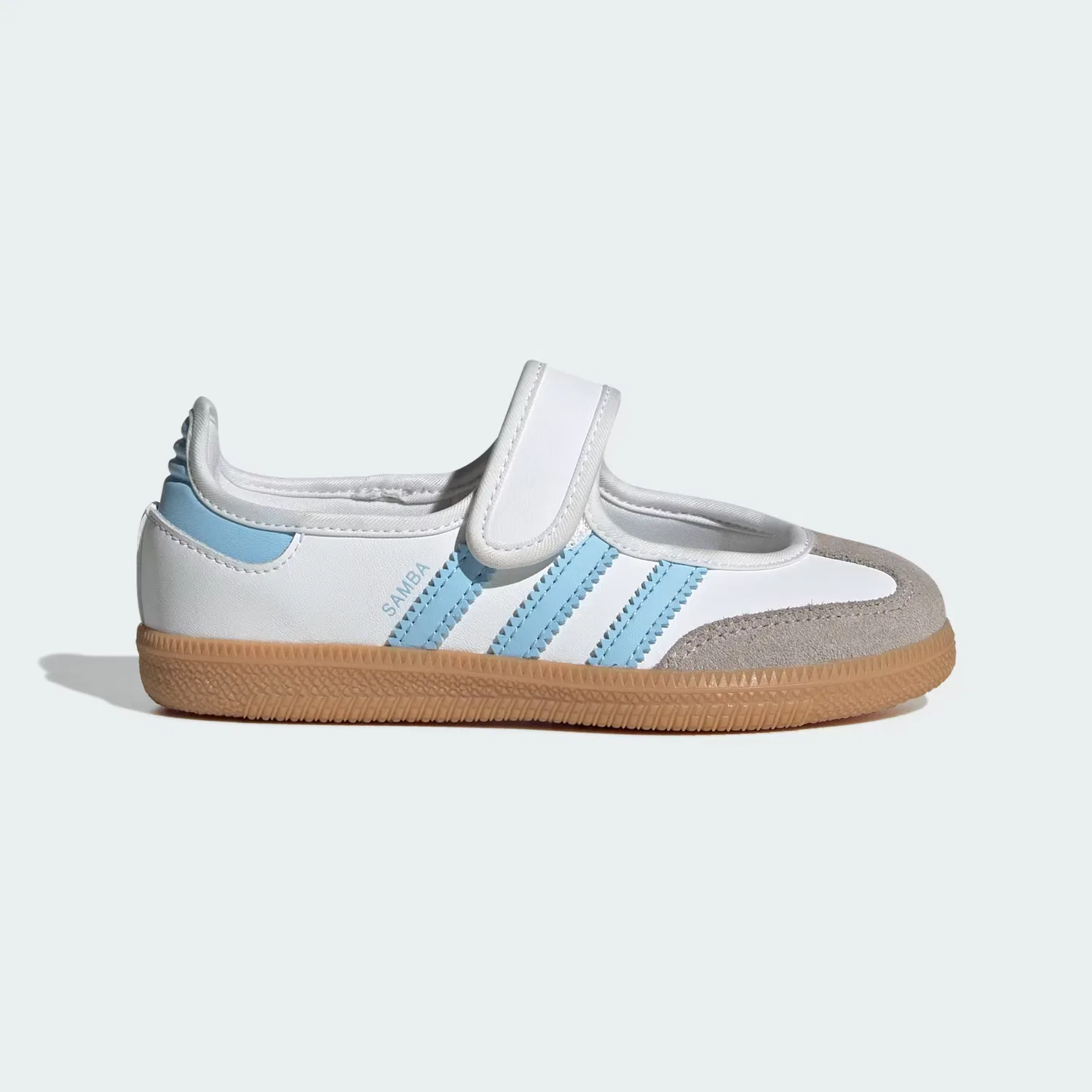 Детские кроссовки на липучке Samba Jane Adidas Originals, белый/голубой/карамельный