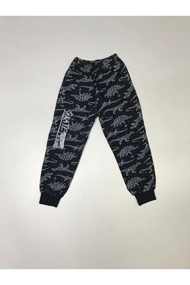 Детские спортивные штаны для мальчиков с принтом Seasonal 2-thread patterned double-pocketed printed Baby Slon Kids Clup, Navy Blue-Dino