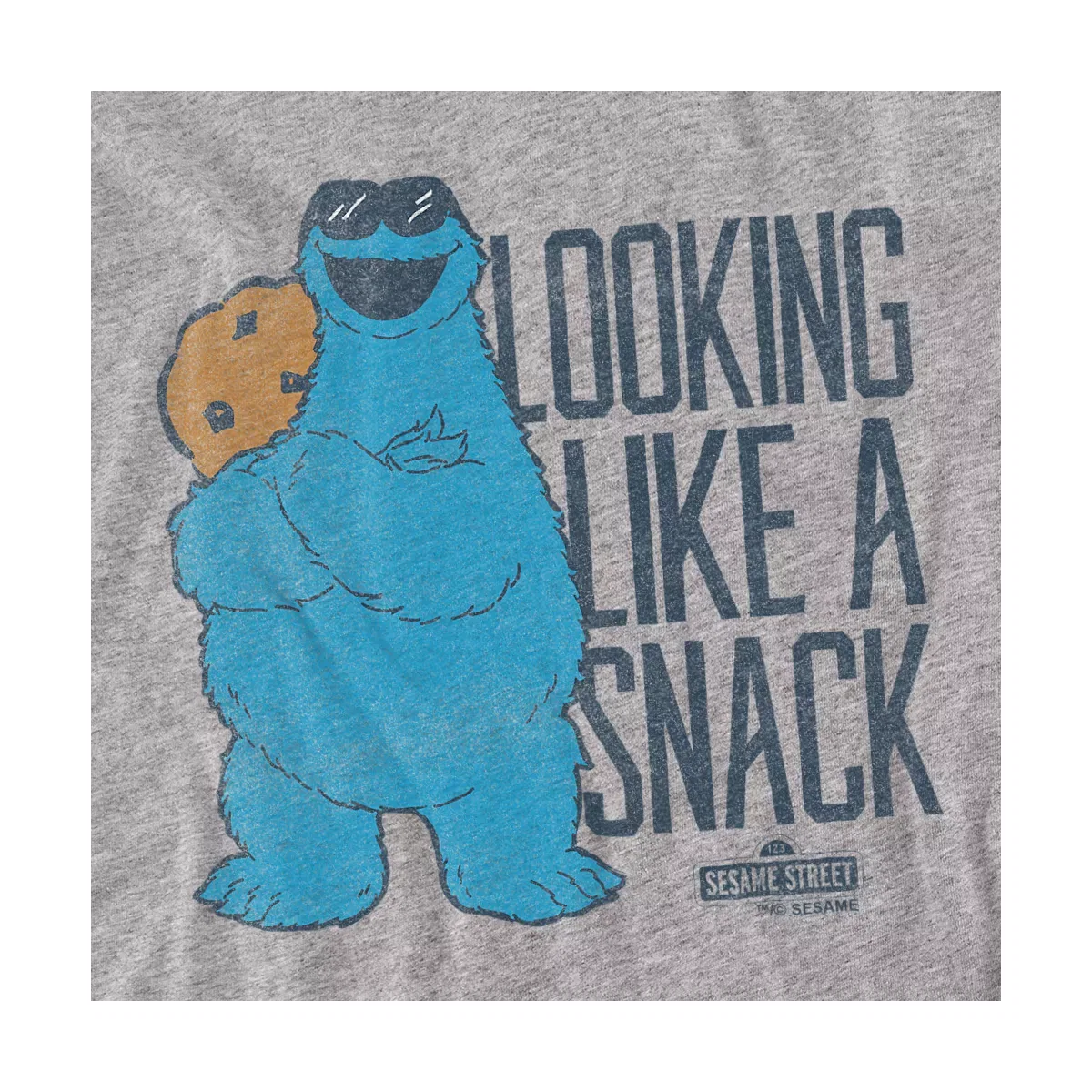 Детское боди с принтом Cookie Monster Snack Glasses Sesame Street, Athletic Heather — фото 2