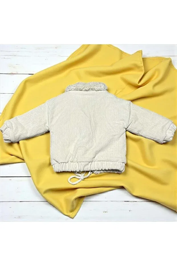 Детское пальто для девочек из велюра Generic Brands, Beige — фото 3