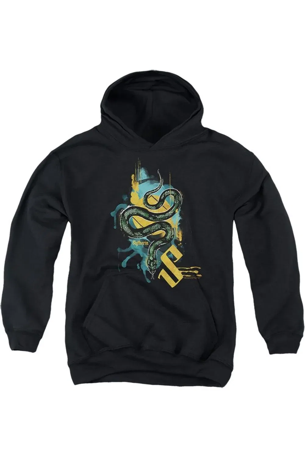 Детское худи с капюшоном с принтом Harry Potter Urban Elegance Slytherin Snake Gildan, черный