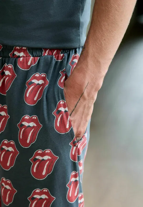 Пижамный набор с принтом Rolling Stones, хлопок, Regular fit, Next, серый, красный — фото 4