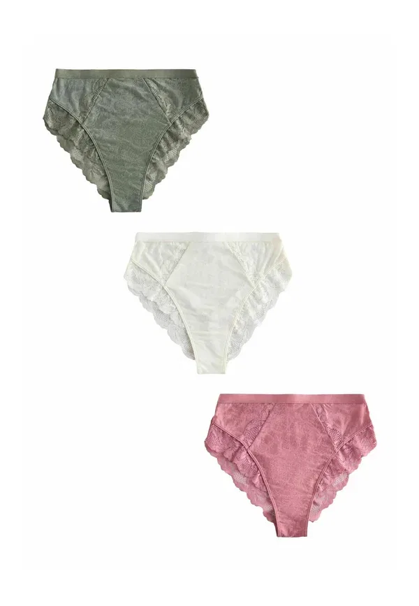 Комплект трусов, кружевные, 3 pack - briefs, Next, Green, Pink, Cream, зеленый/розовый